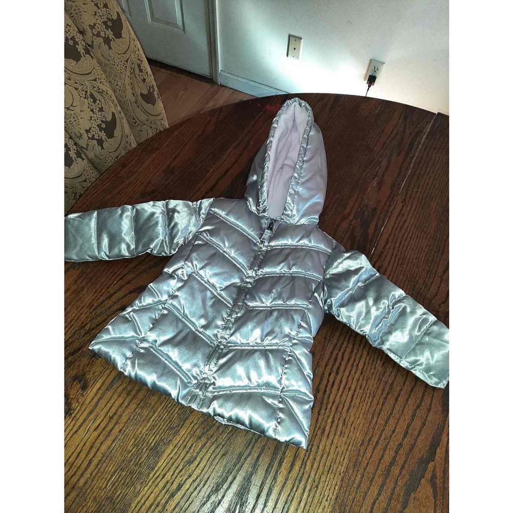 Girls 24 Month Healthtex Silver Metallic Hoodes Puffer Coat Jacket
